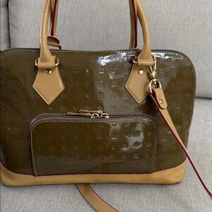 Elegant Arcadia Olive green and Tan Women's Handbag
